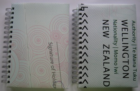 Recycled poster notebook made out of an image of a NZ passport